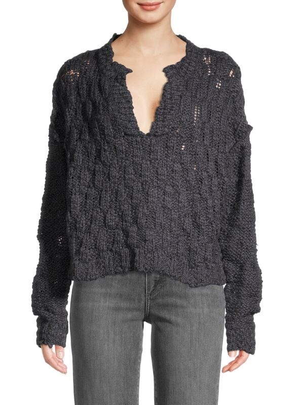 

Пуловер josephine с разрезным вырезом Free People Charcoal