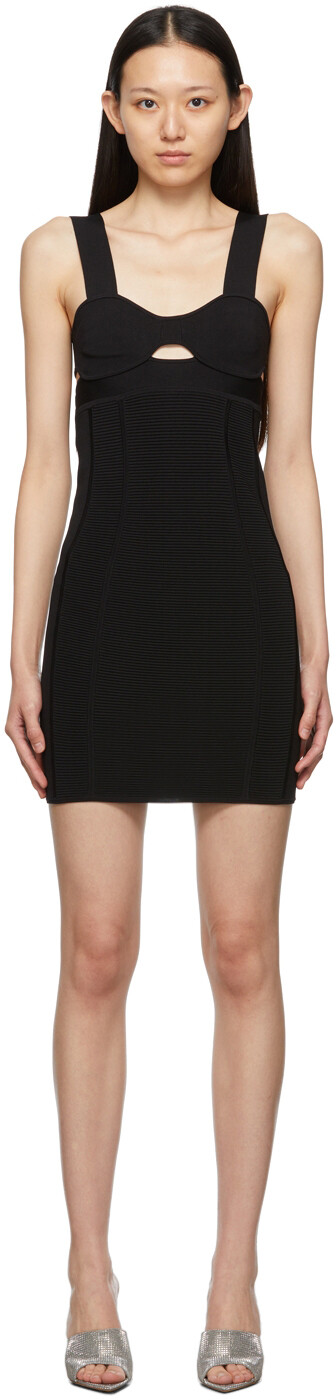 

Черное мини-платье с бюстгальтером на бретелях Herve Leger, Черный
