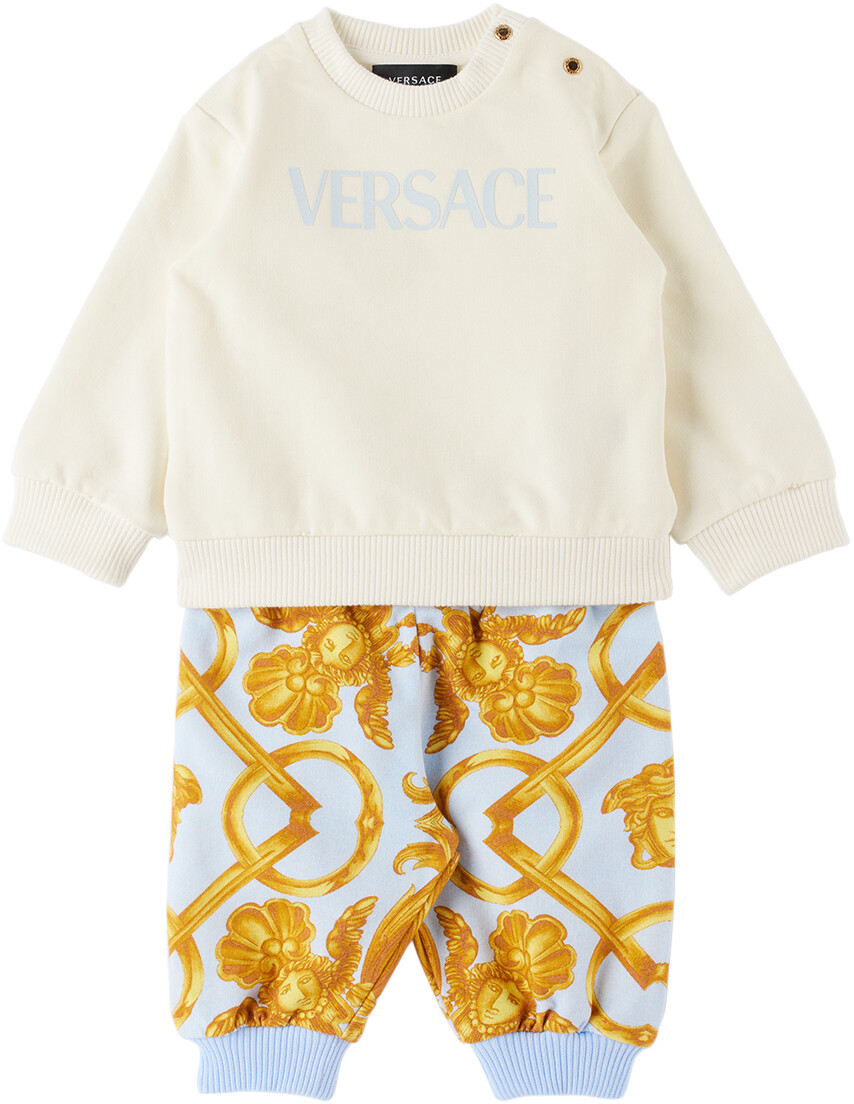 

Детский бело-синий спортивный костюм Barocco Versace