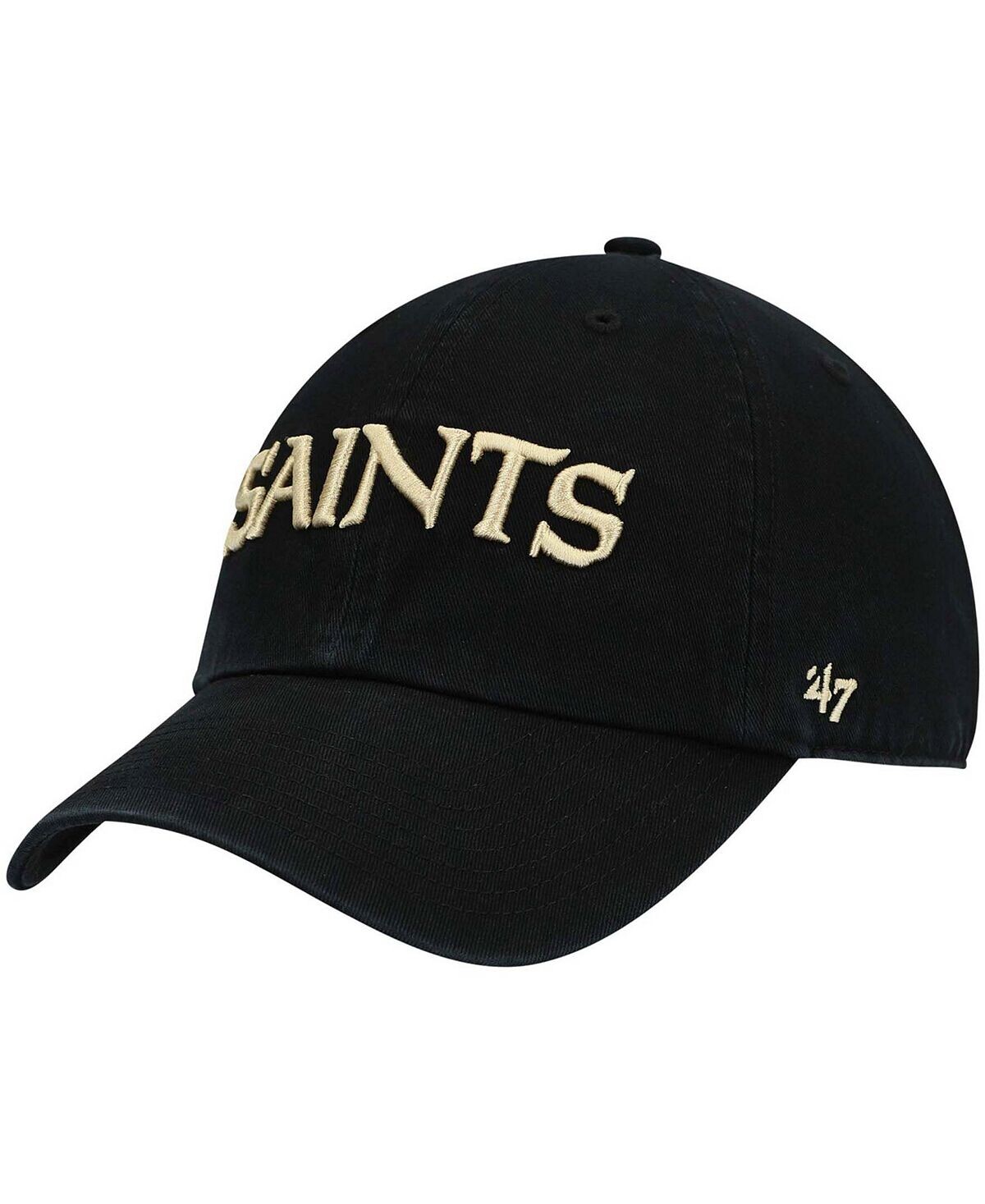

Мужская черная регулируемая шляпа New Orleans Saints Clean Up Script '47 Brand