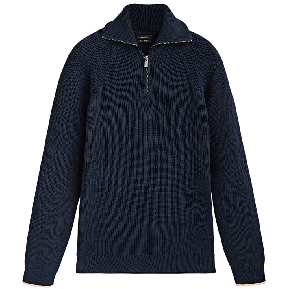 

Джемпер Massimo Dutti Mock Neck Knit With A Zip, темно-синий