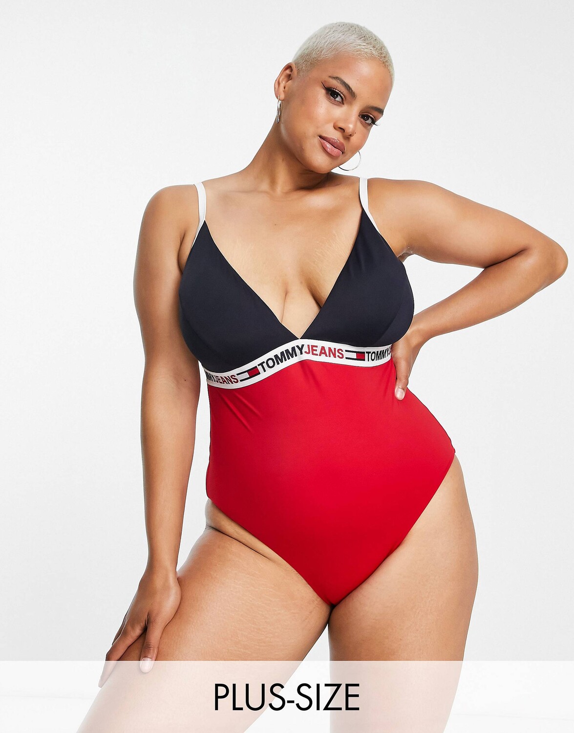 

Красный купальник с треугольными чашечками Tommy Hilfiger Jeans Curve