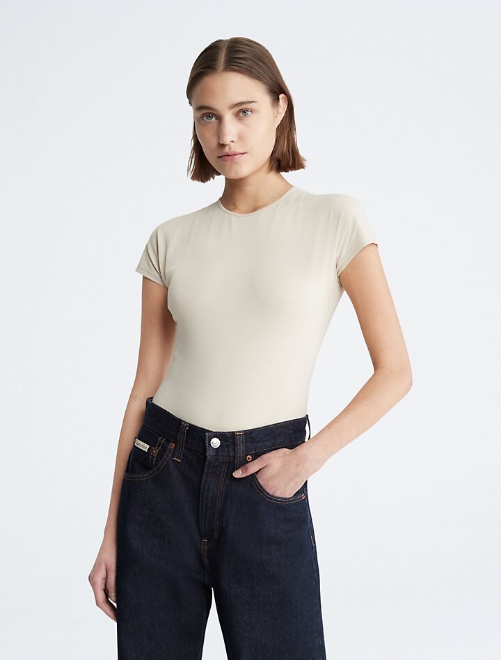 

Боди из гладкого эластичного хлопка Calvin Klein, серый