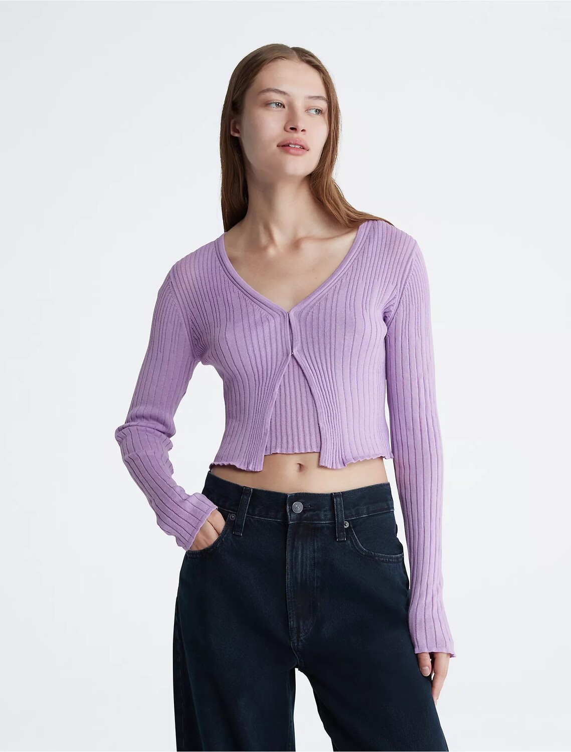 

Кардиган Calvin Klein Smooth Cotton Rib, сиреневый, Фиолетовый