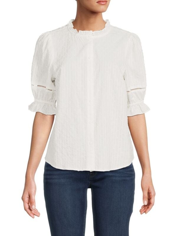 

Блузка в Горошек Saks Fifth Avenue с пышными рукавами, swiss white