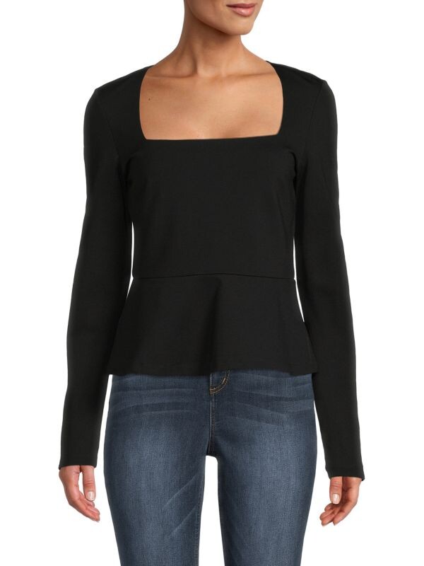

Топ Bcbgmaxazria однотонный с баской, черный