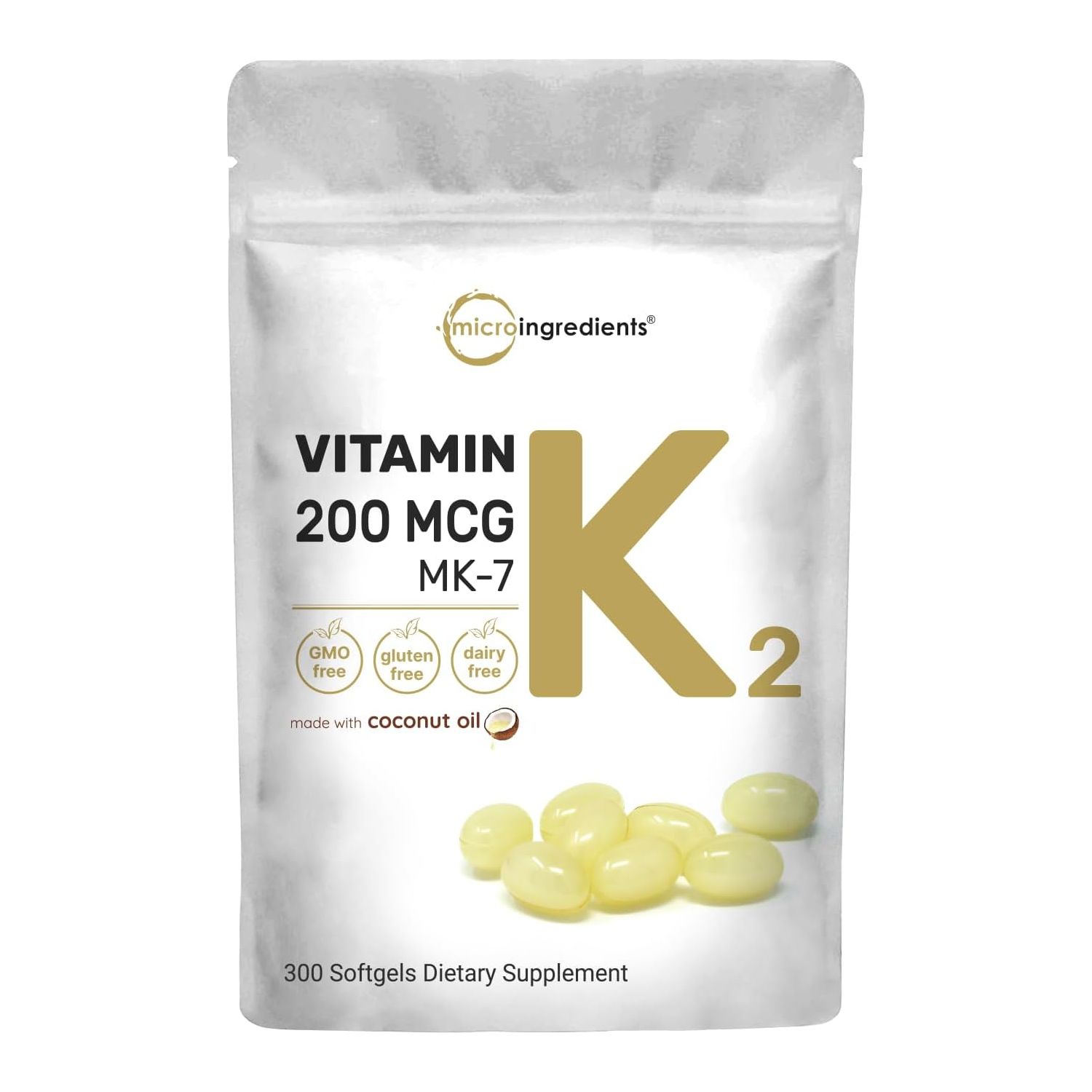 Витамин Micro Ingredients K2 MK-7 200 mcg, 300 капсул