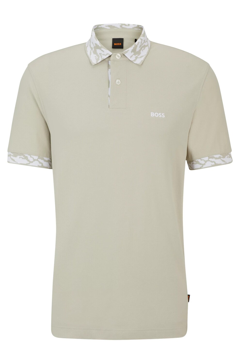 

Футболка поло Boss Cotton-piqué With Patterned Trims, светло-бежевый