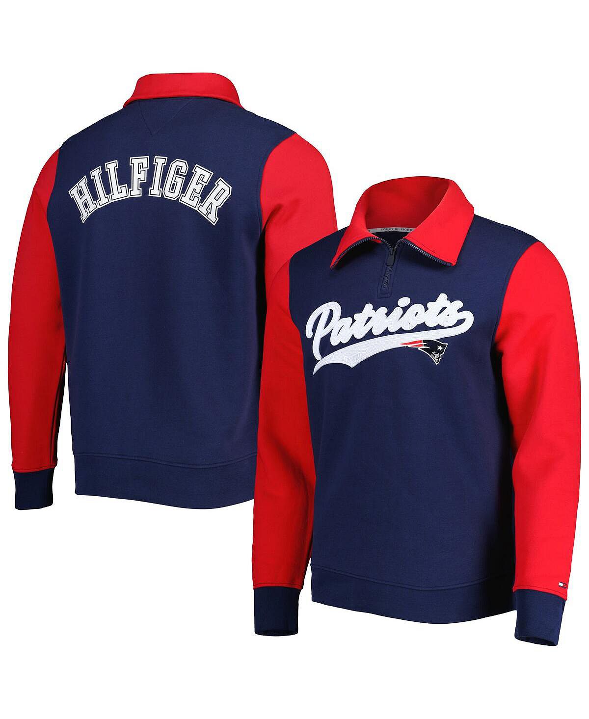 Мужской темно-синий, красный топ new england patriots aiden с молнией на четверть Tommy Hilfiger, мульти - фото