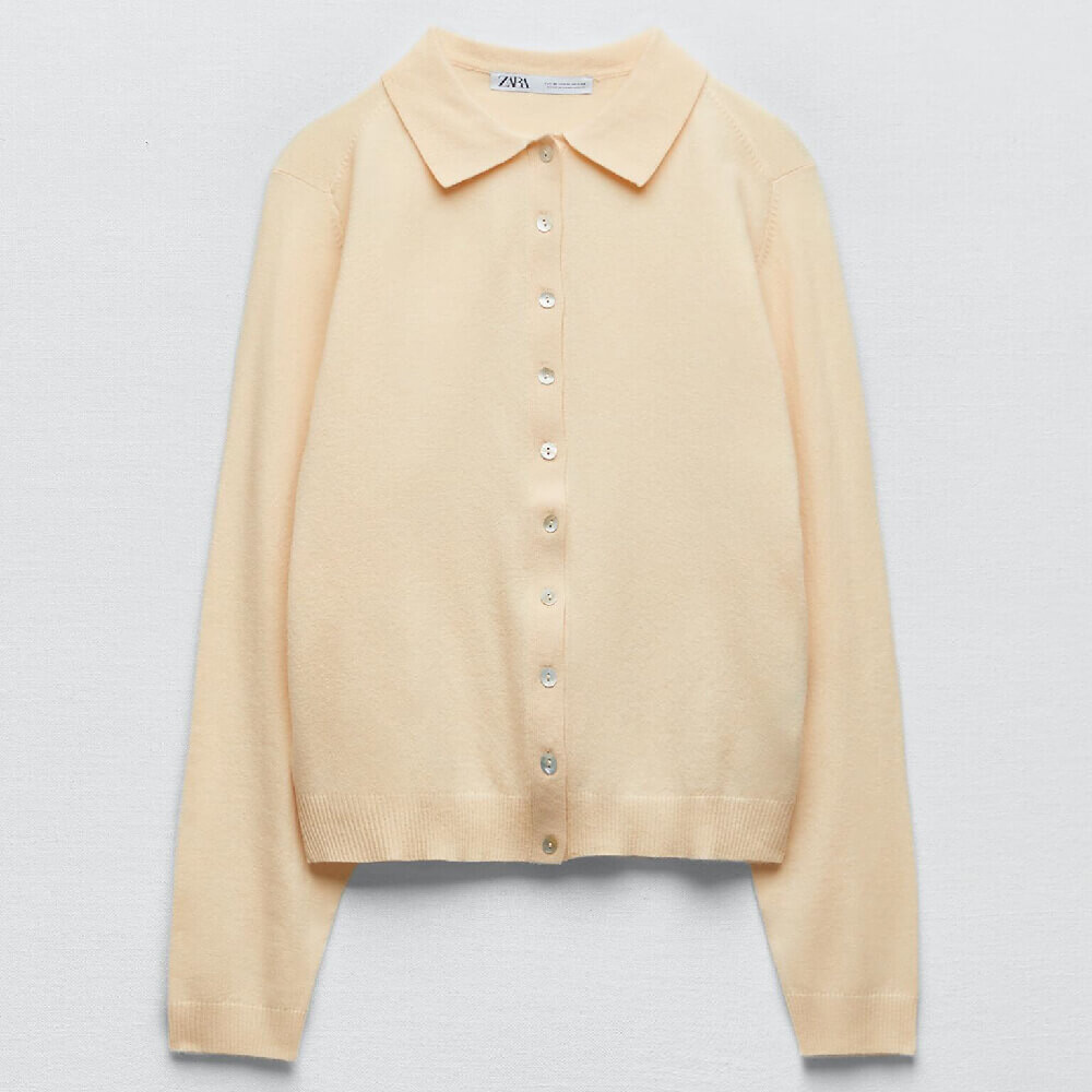

Кардиган Zara Knit Polo, бежевый