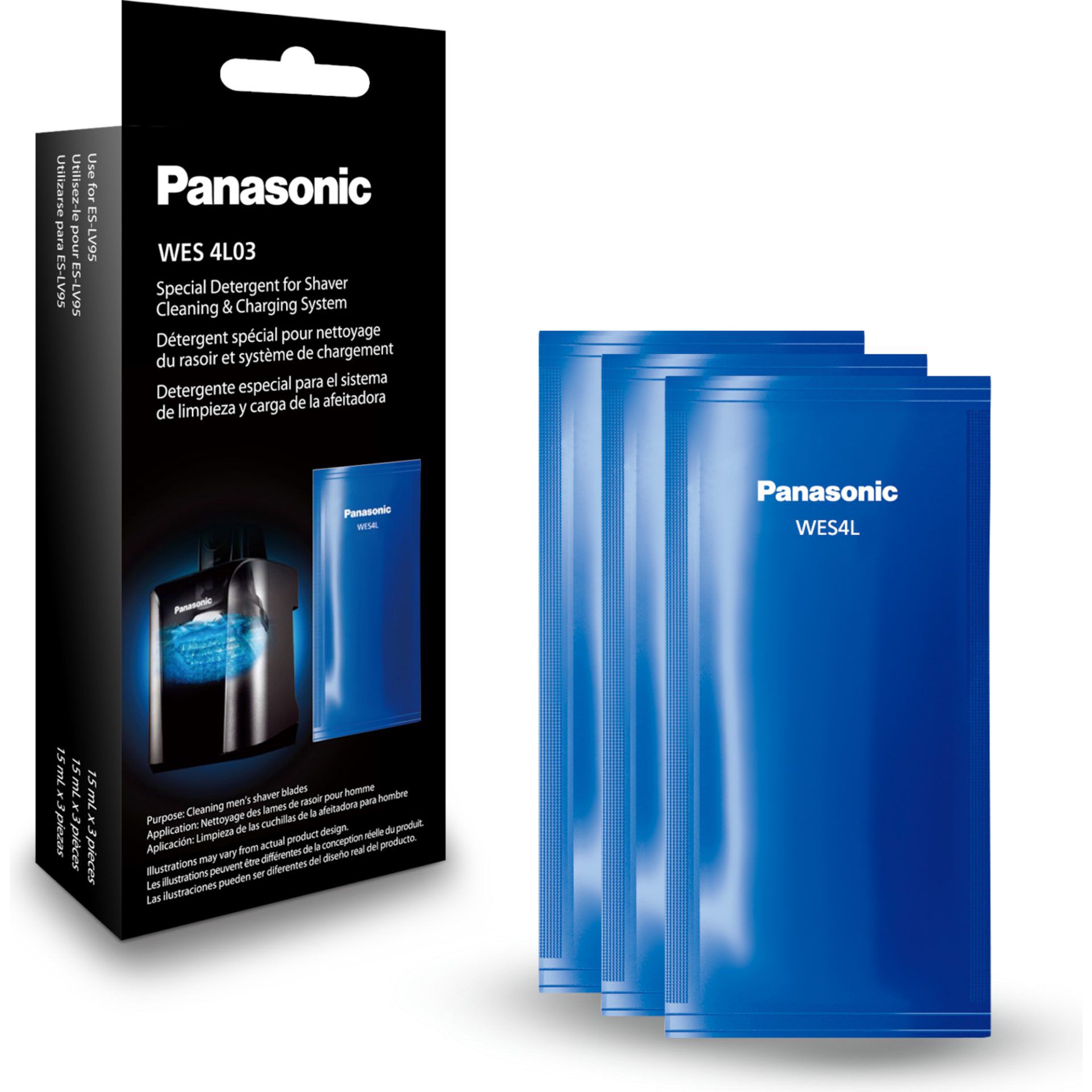 Panasonic WES4L03-803 пакетик с очищающей жидкостью для моделей бритв: ES-LV9Q, ES-LV9N, ES-LV97, ES-LV95, ES-RT87, 3 шт./1 упаковка