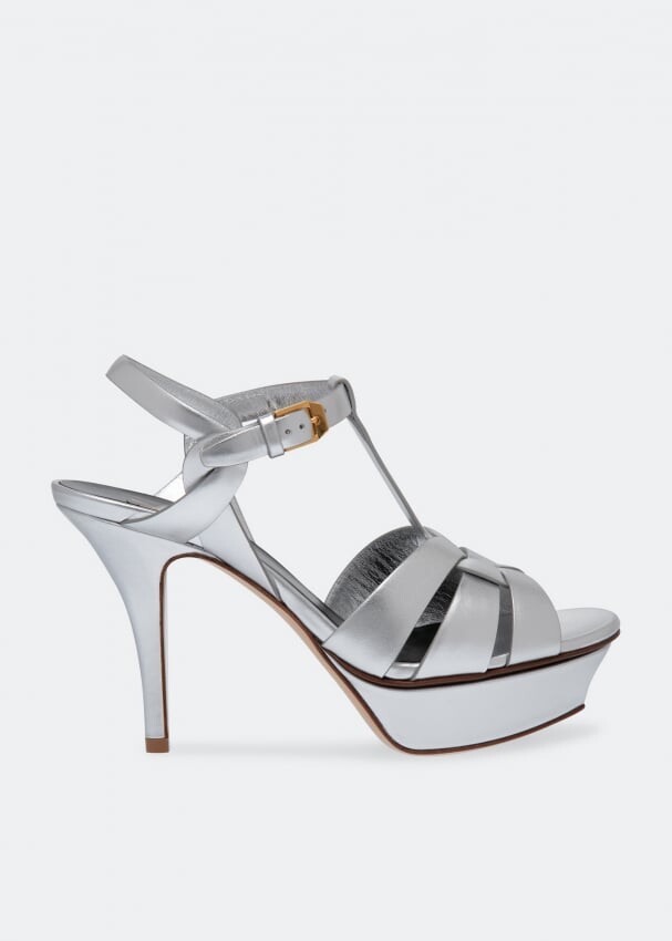 

Сандалии SAINT LAURENT Tribute platform sandals, серебряный