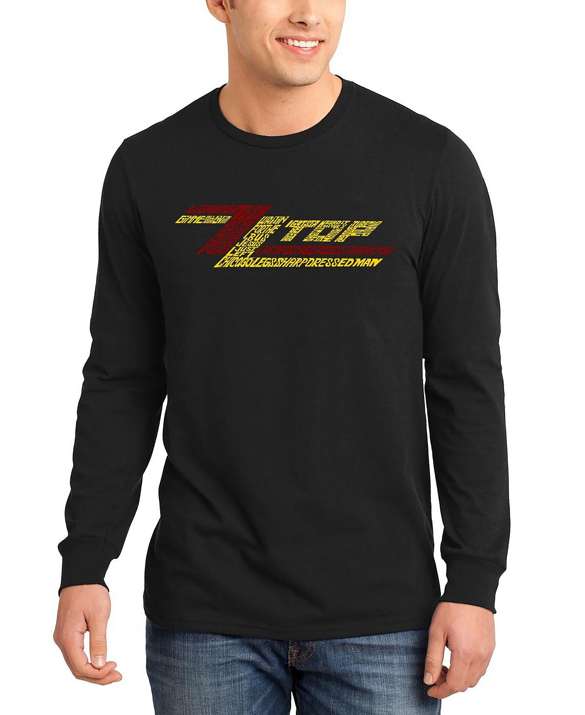 

Мужская футболка word art zz top с длинным рукавом LA Pop Art, черный