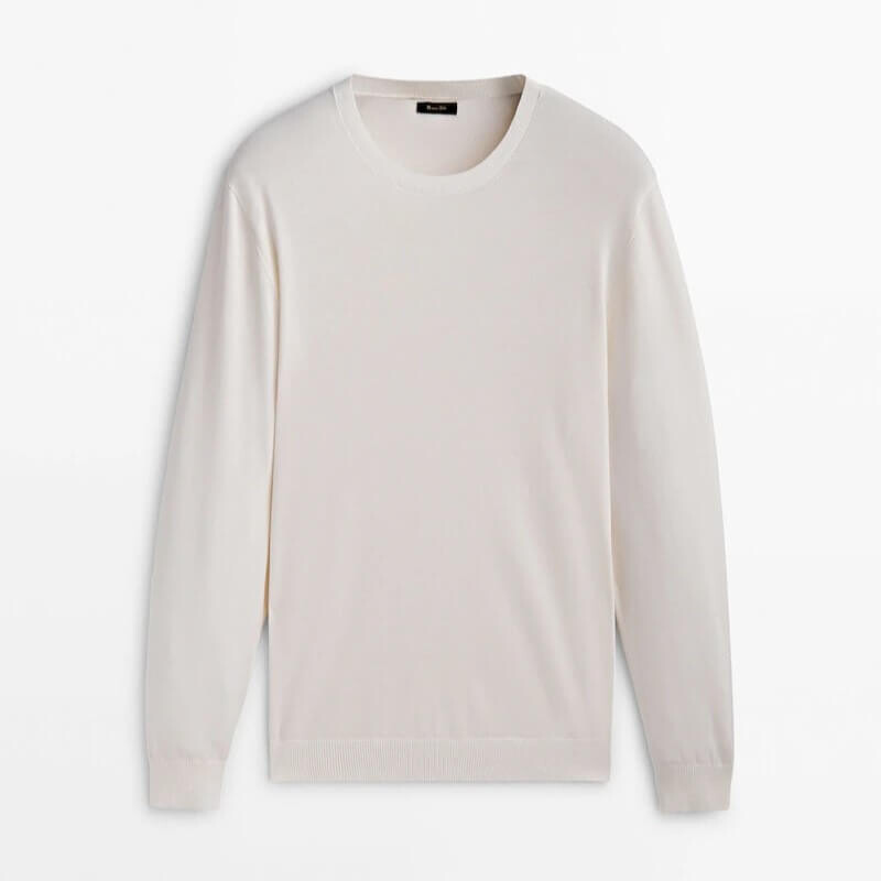 

Свитер Massimo Dutti 100% Cotton Crew Neck, бежевый