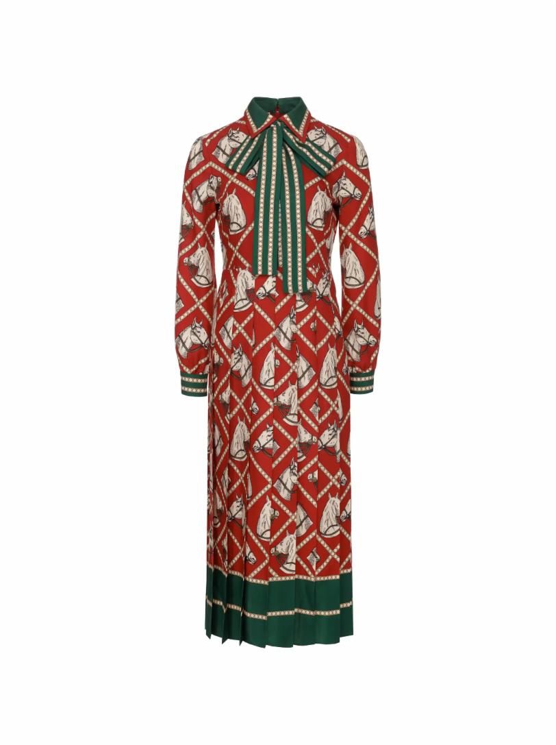 Шерстяное платье с принтом Gucci этническая шотландская мужская праздничная плиссированная юбка в клетку красная декоративная юбка с карманами и заклепками на пуговицах