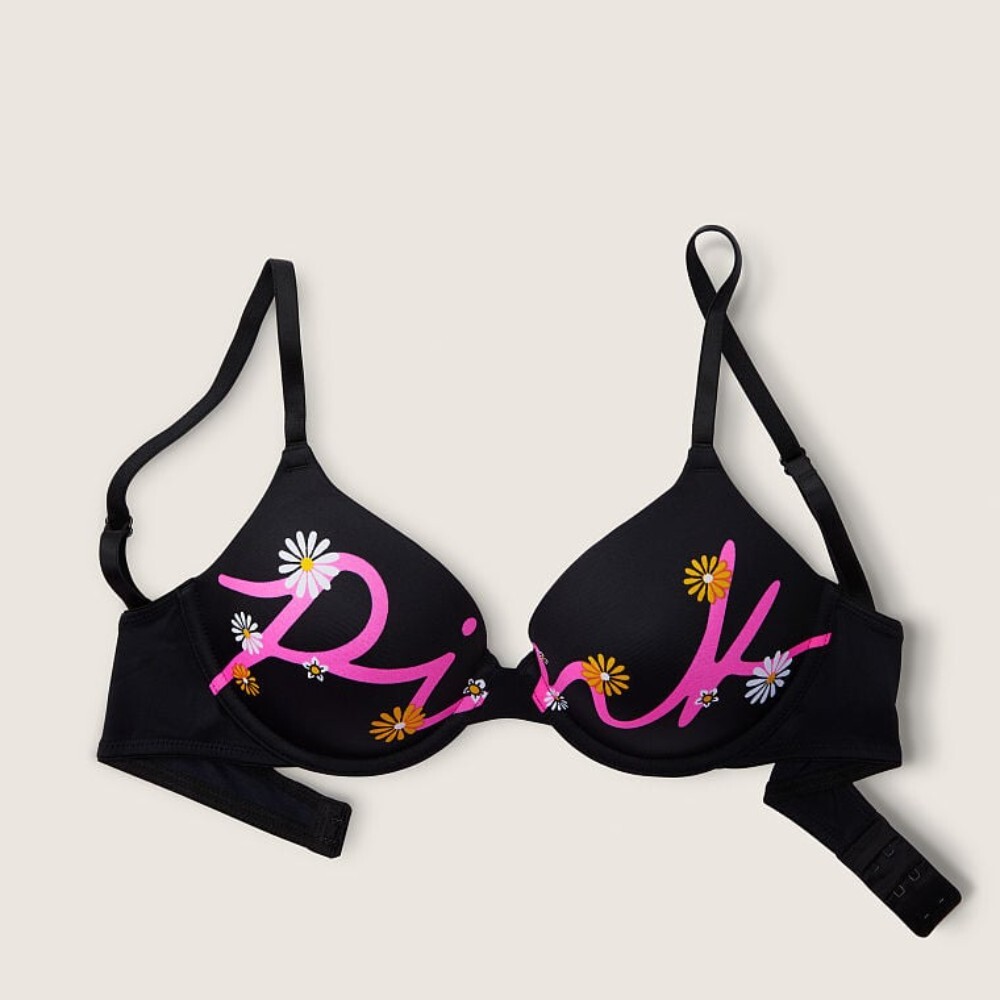 

Бюстгальтер на косточках Victoria's Secret Pink Wear Everywhere Push-up, черный/розовый