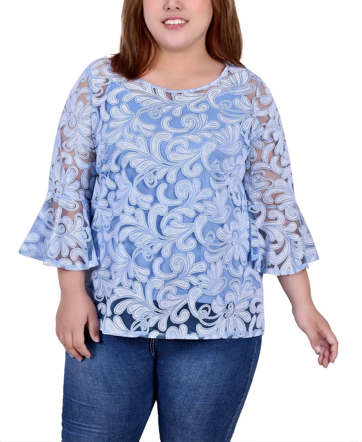 

Кружевная туника больших размеров NY Collection, мульти