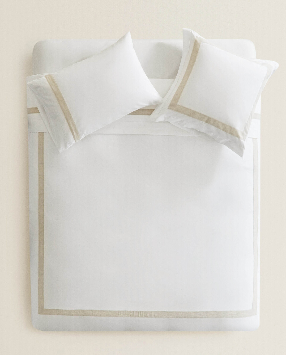 

Пододеяльник Zara Home Duvet Cover With Linen Border, белый/бежевый