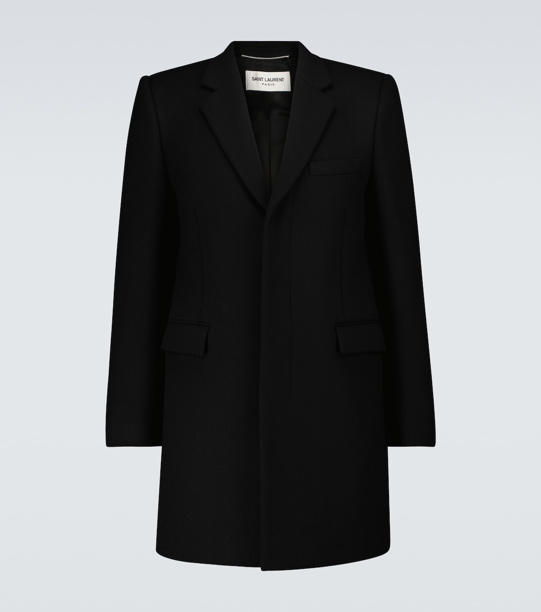 

Однобортное шерстяное пальто Saint Laurent, черный