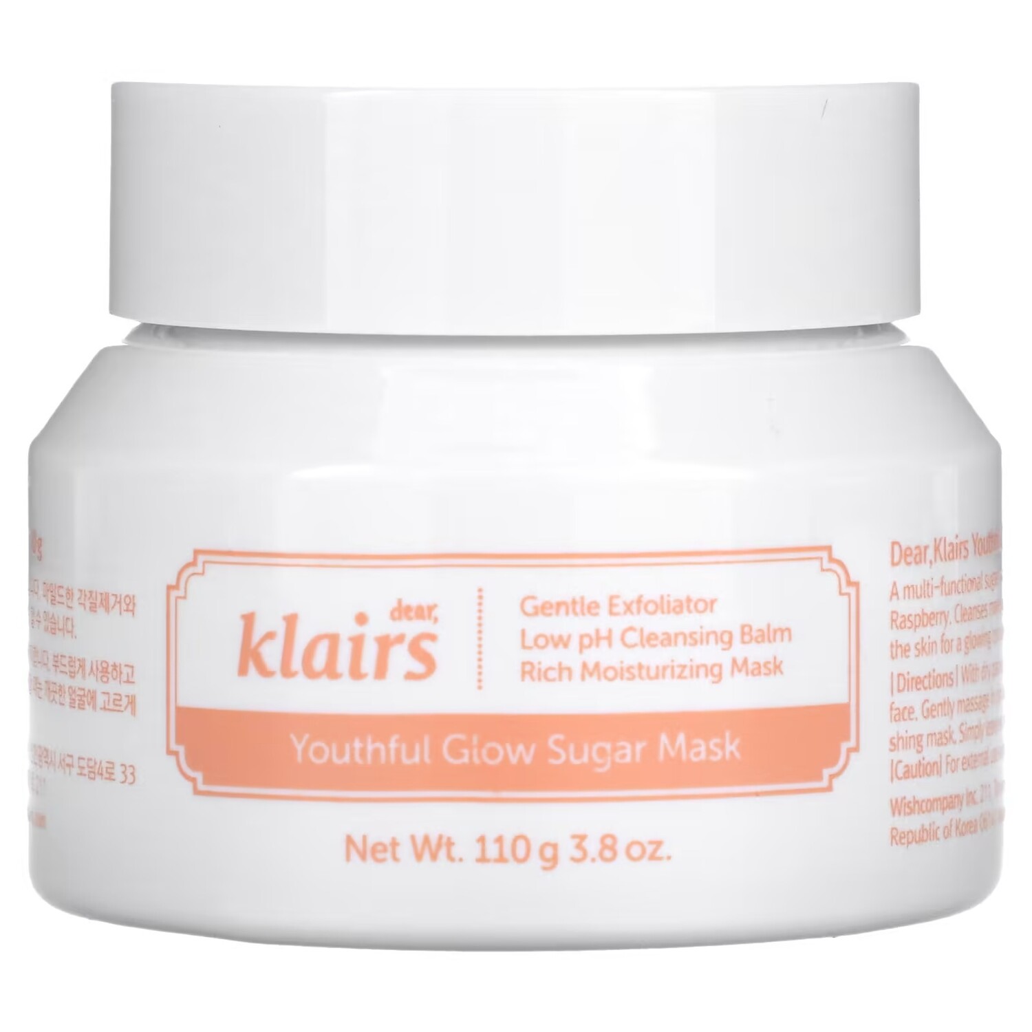 

Dear, Klairs, Youthful Glow, маска с сахаром, 110 г (3,8 унции)