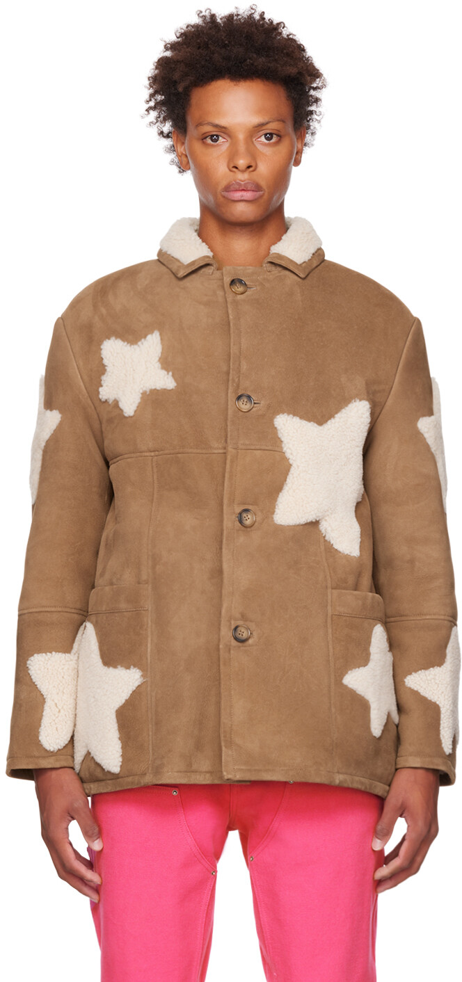 

Коричневая куртка из овчины со звездами Sky High Farm Workwear