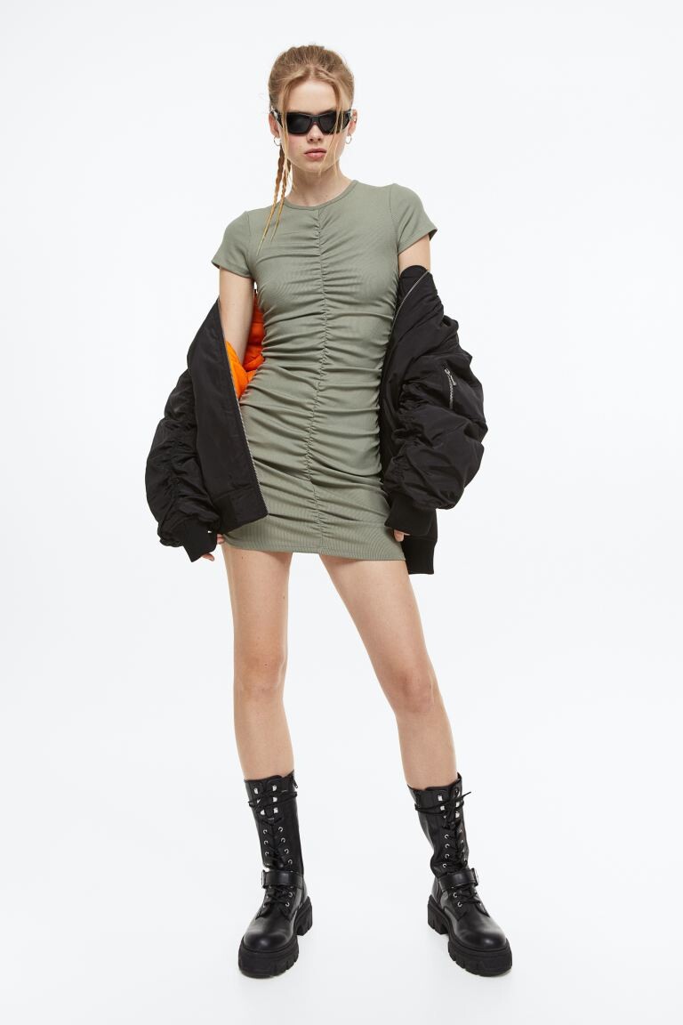 

Платье из джерси с драпировкой H&M, светло-зеленый хаки