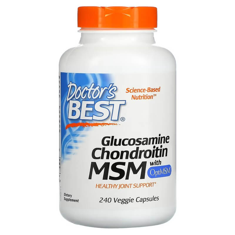 Глюкозамин, хондроитин и МСМ с OptiMSM Doctor's Best, 240 капсул best naturals глюкозамин хондроитин мсм 180 капсул