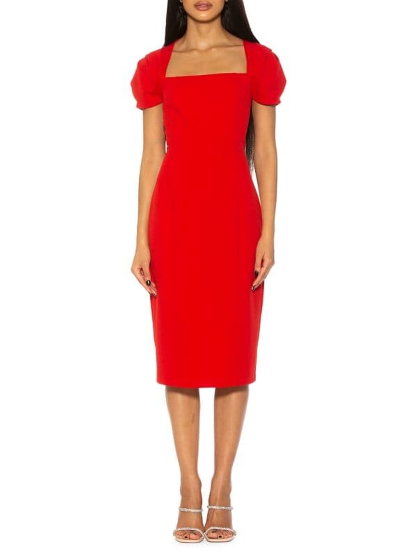 

Платье-футляр миди из крепа с аквалангом isla Alexia Admor Red