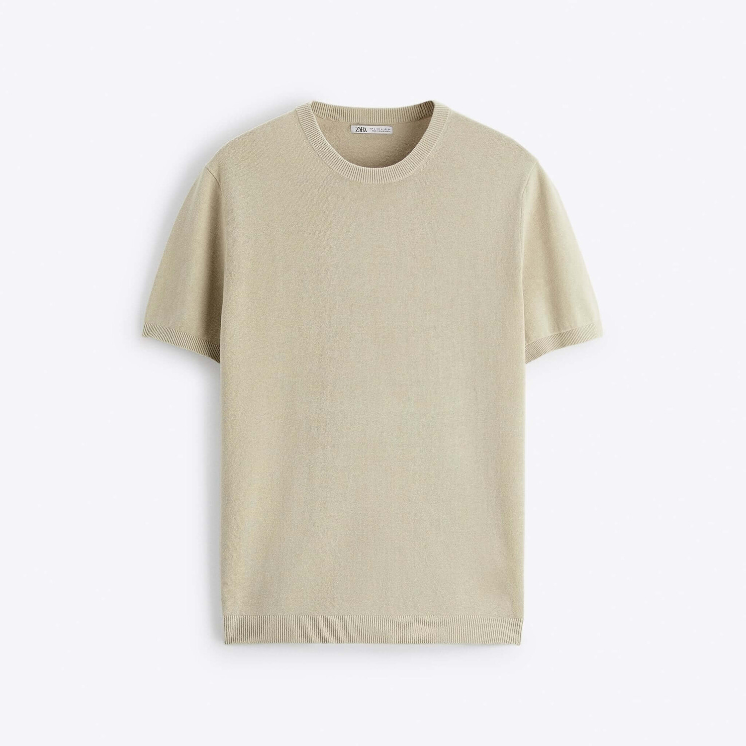 

Футболка Zara Linen Cotton Knit, бежевый