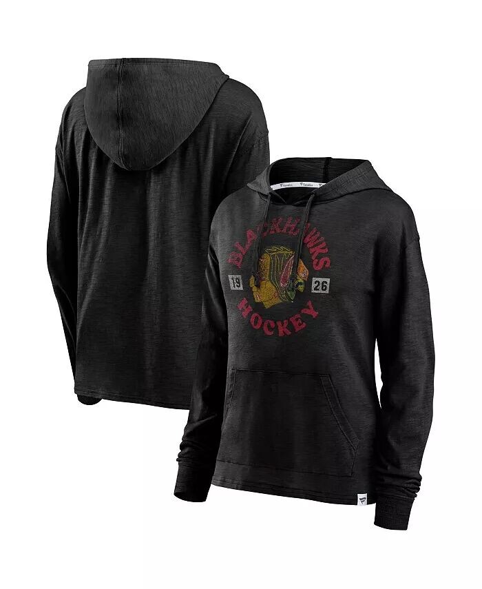 

Женский черный пуловер с капюшоном Chicago Blackhawks Heritage Salvation Waffle Fanatics, черный