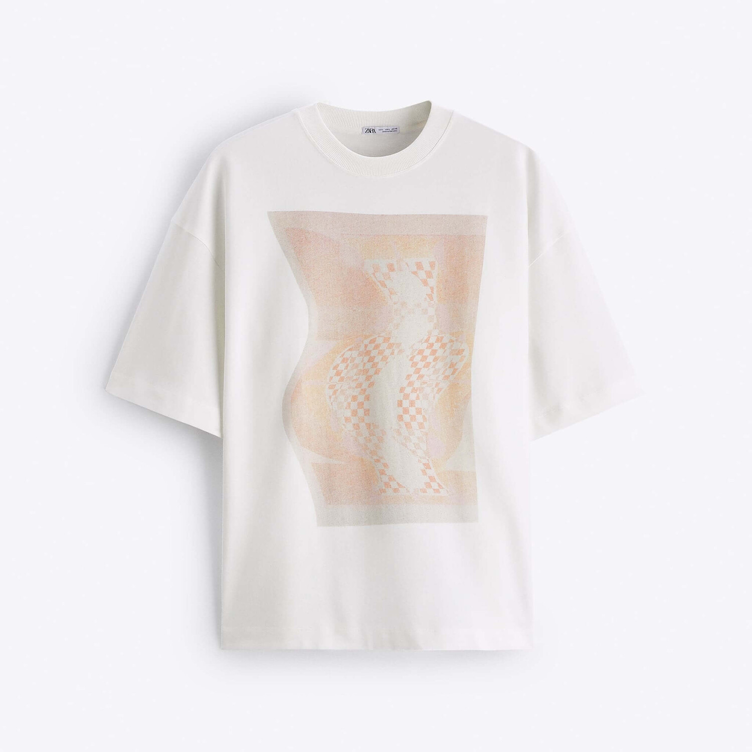 

Футболка Zara Distortion Print, белый