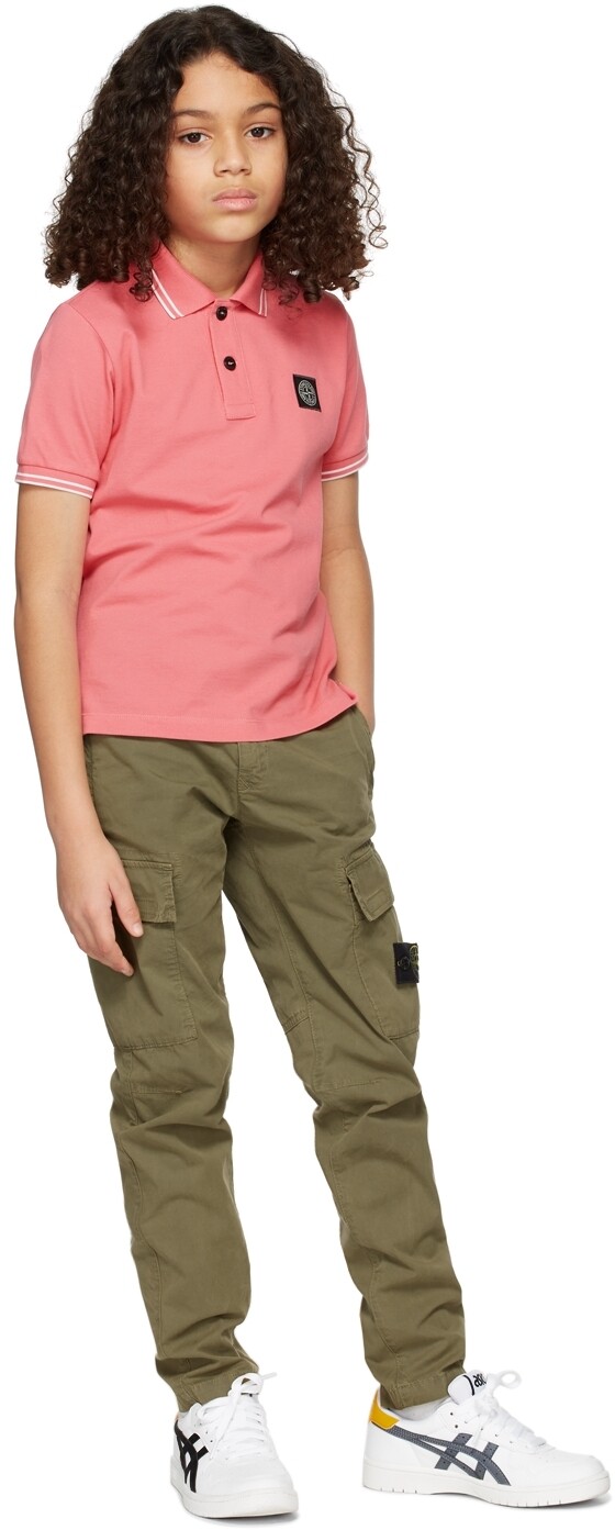 

Детская футболка-поло розового цвета с нашивкой-логотипом Stone Island Junior, Розовый