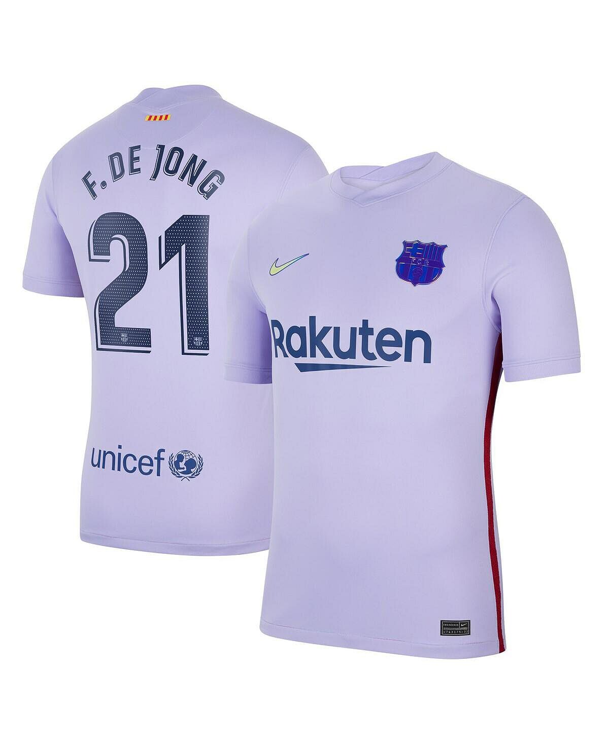 

Мужская футболка fredkie de jong purple barcelona 2021/22 away stadium, копия игрока Nike, фиолетовый