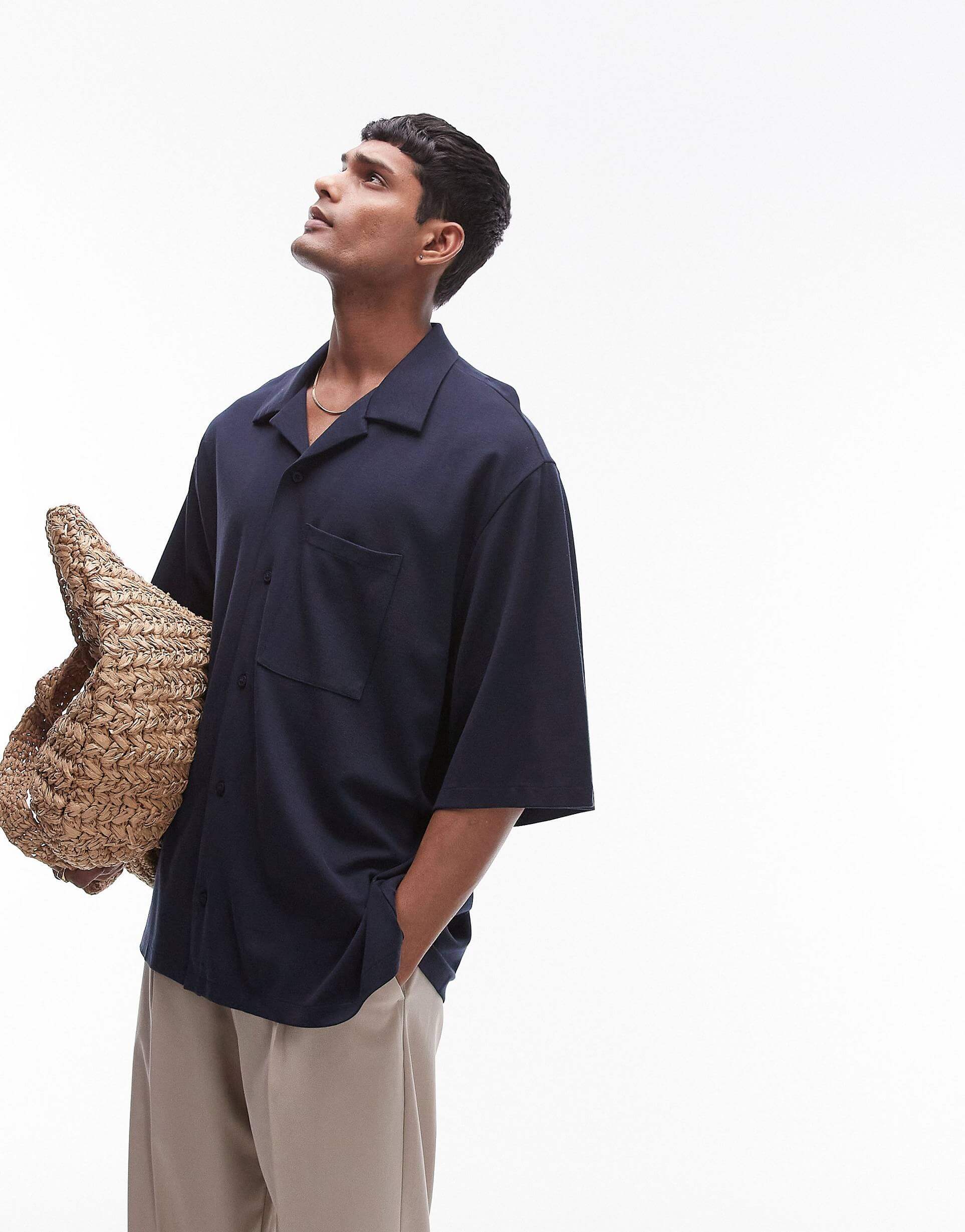 цена Рубашка-поло Topman Premium Extreme Oversize Jersey, темно-синий