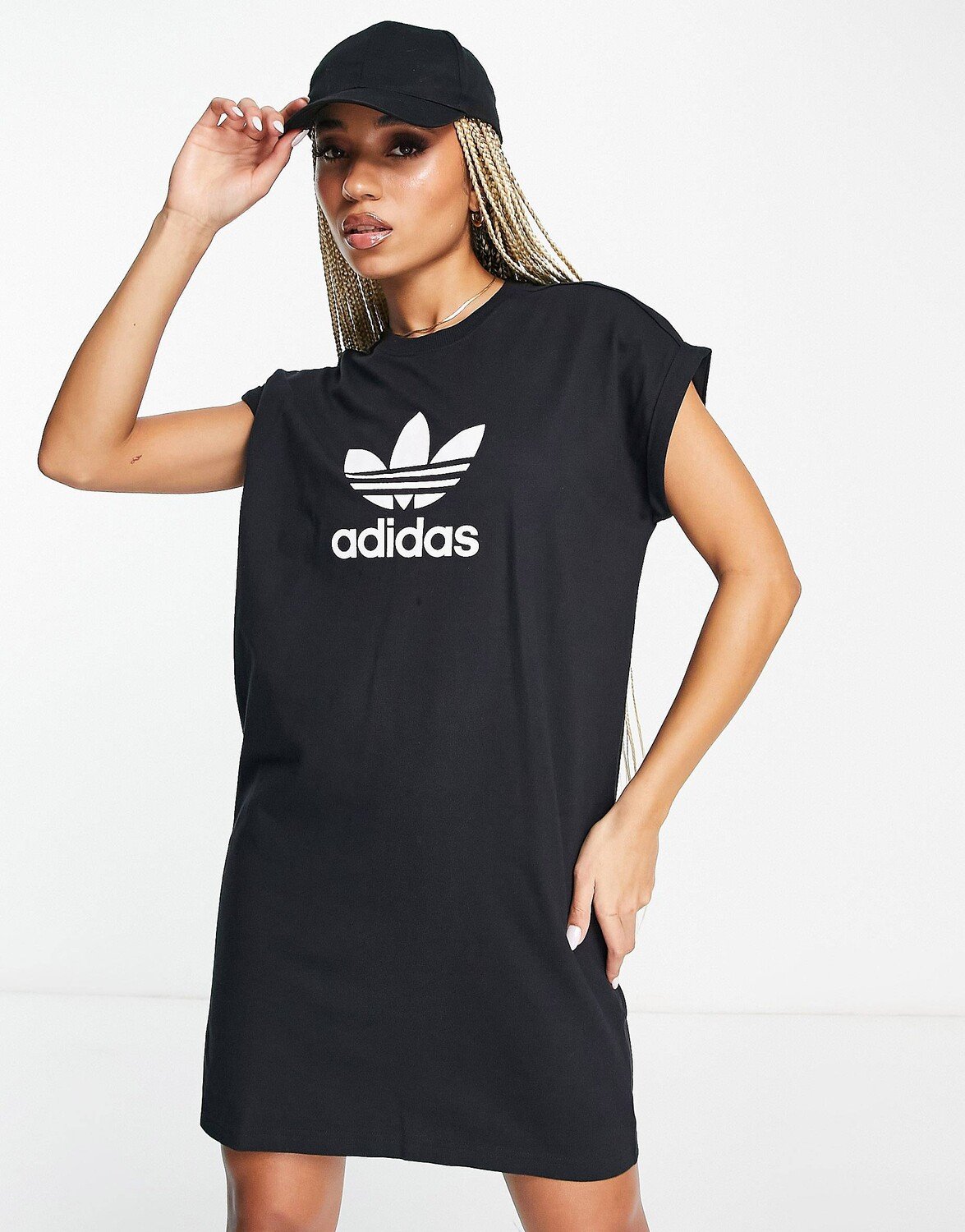 

Платье футболка Adidas Originals Adicolor Big Logo, черный/белый