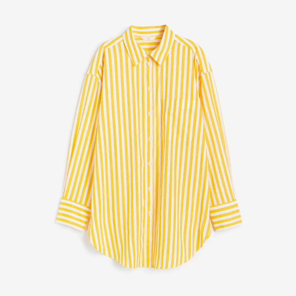 

Рубашка H&M Linen-blend, желтый/белый