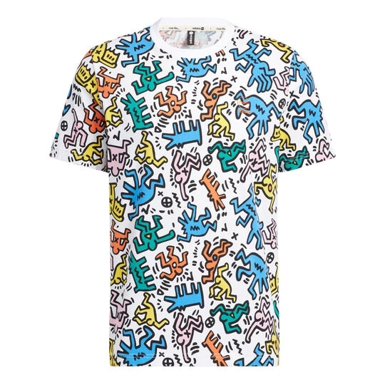 

Футболка Adidas x Keith Haring Crossover Cartoon Full Print HD7254, разноцветный, Серый