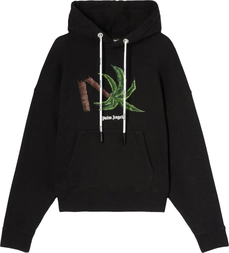 Худи Palm Angels Broken Palm Hoodie 'Black/Green', черный - фото