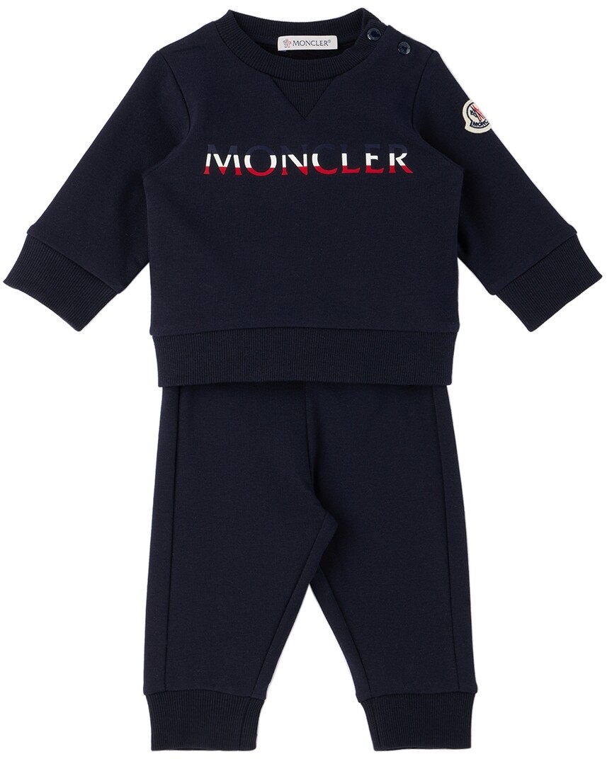 

Комплект из двух частей спортивного костюма Baby Navy с логотипом Moncler Enfant