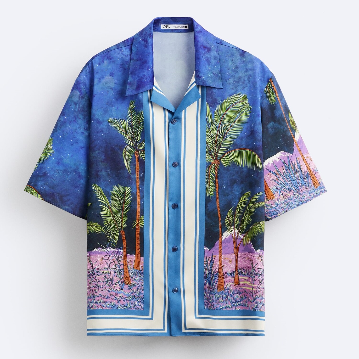 

Рубашка Zara Palm Tree Print, синий