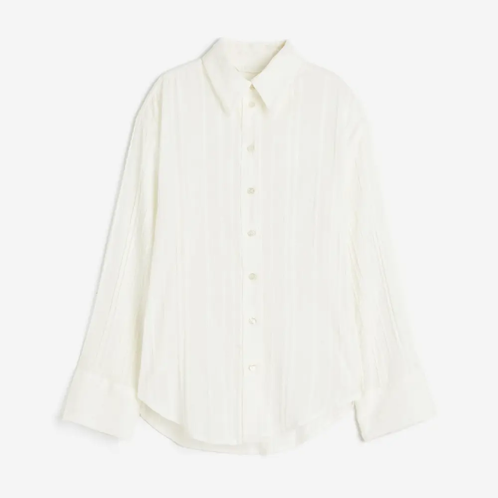 

Рубашка H&M Oversized Crinkled, кремовый