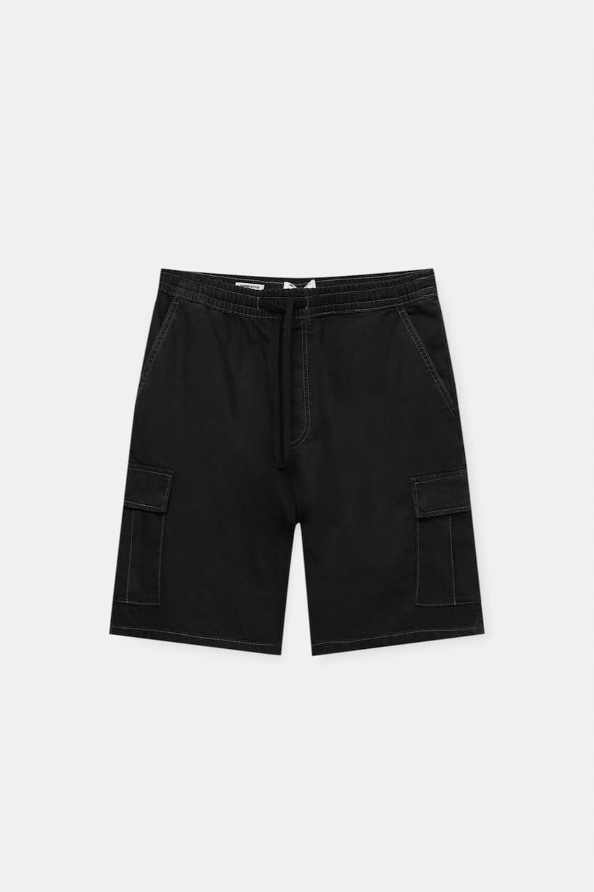 

Шорты Pull&Bear Denim Cargo Bermuda, чёрный