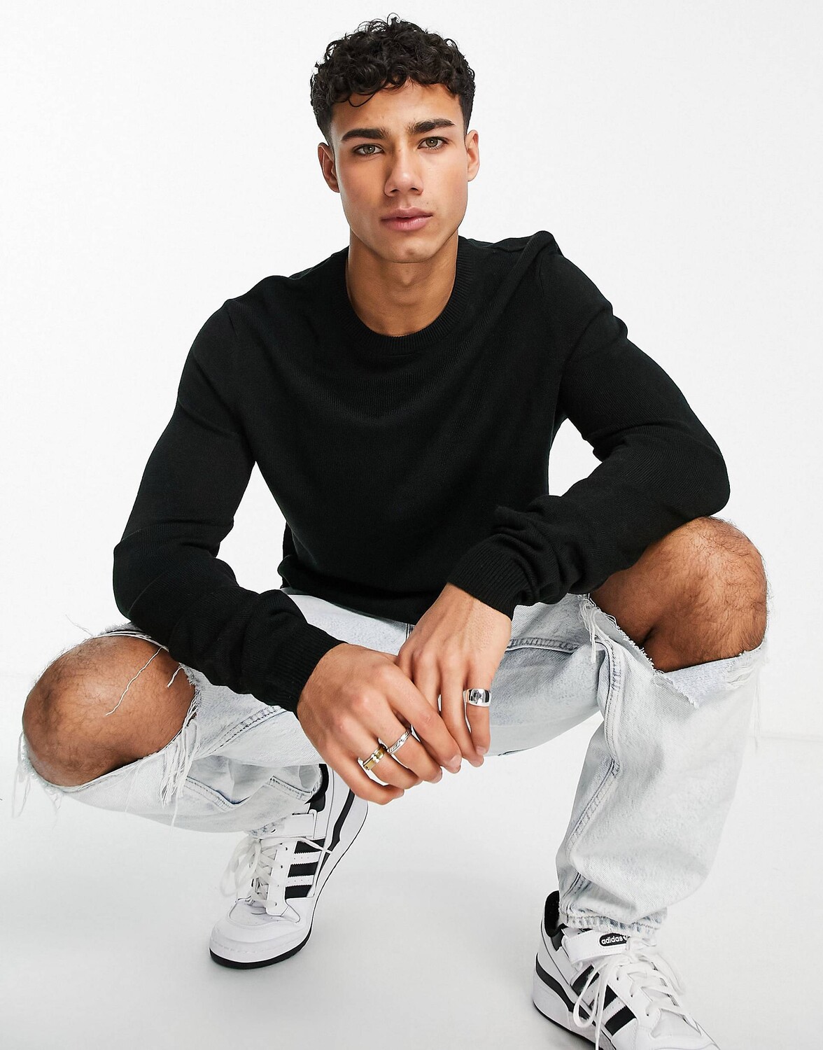 

Черный легкий вязаный джемпер ASOS DESIGN