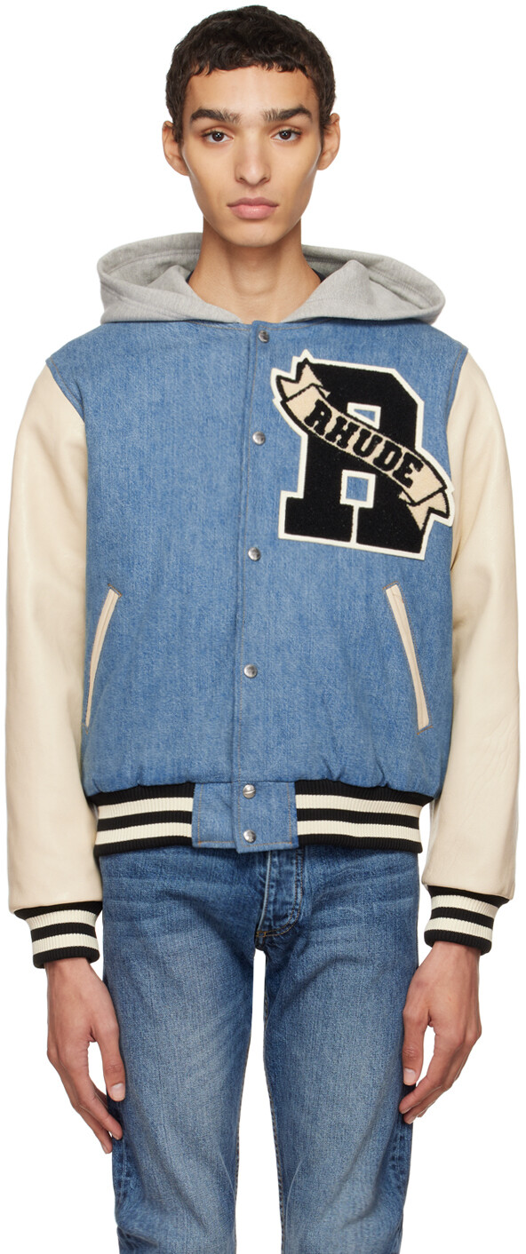 

Синий бомбер с капюшоном Rhude
