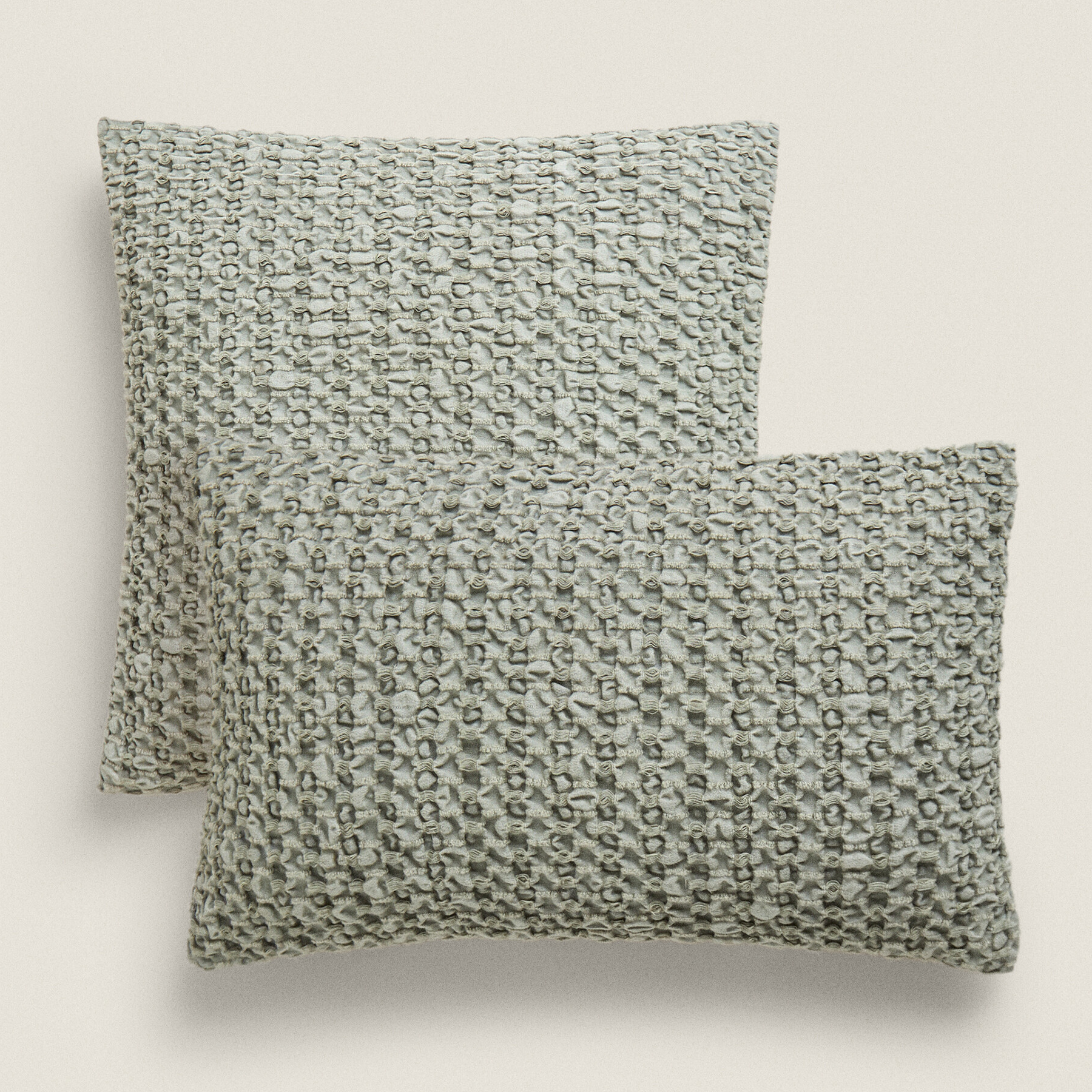 Чехол для подушки Zara Home Waffle-knit, серо-зеленый
