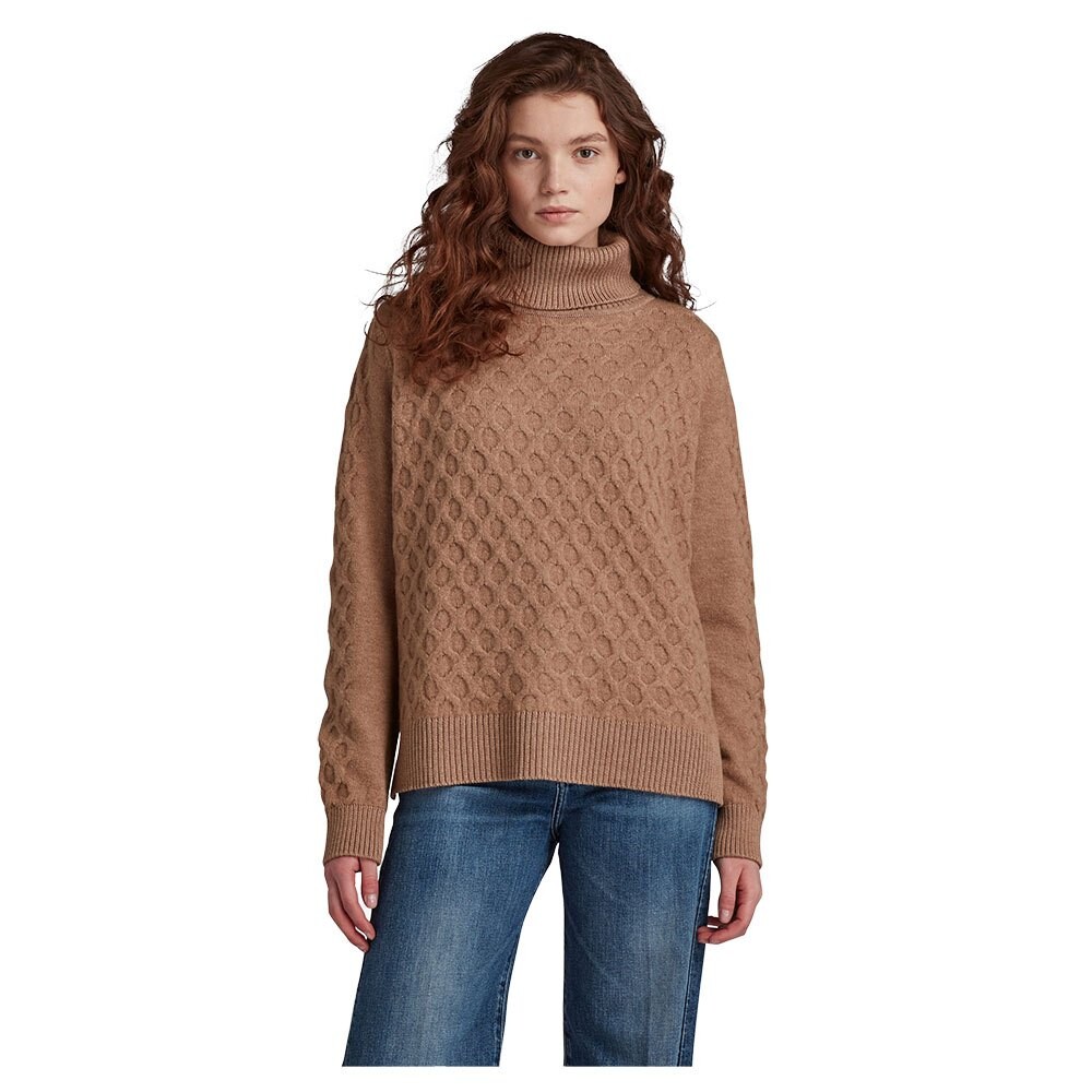 

Свитер G-Star Cable Turtle Neck, коричневый