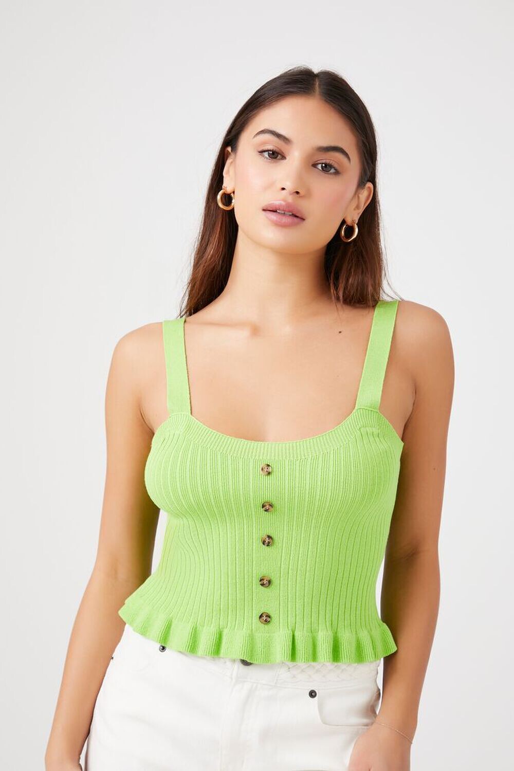 

Укороченный вязаный топ-свитер Forever 21, зеленый