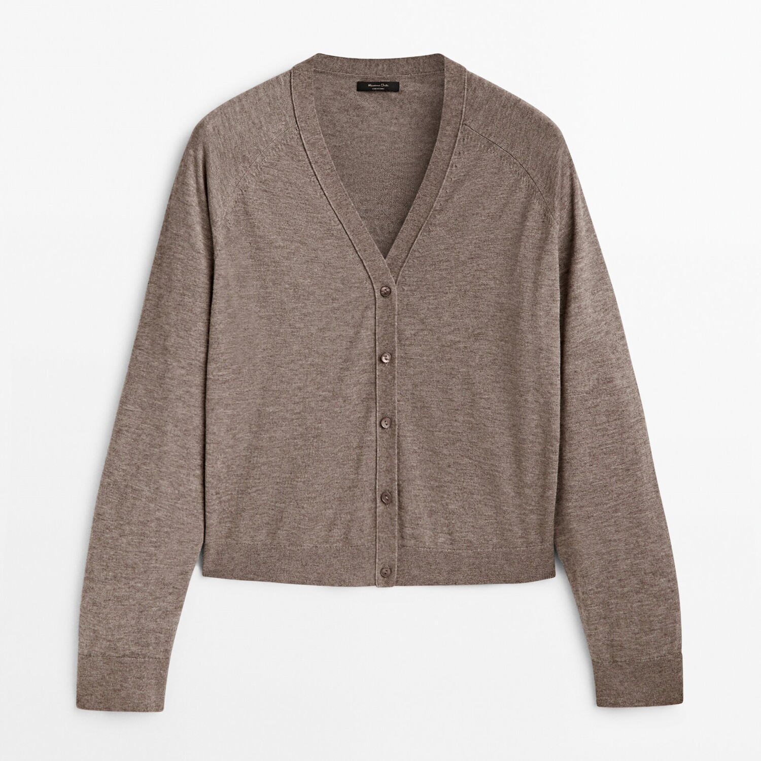 

Кардиган Massimo Dutti Knit V-neck With Buttons, коричневый