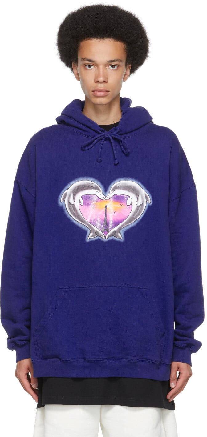 

Синий Худи с логотипом Dolphins Heart VETEMENTS