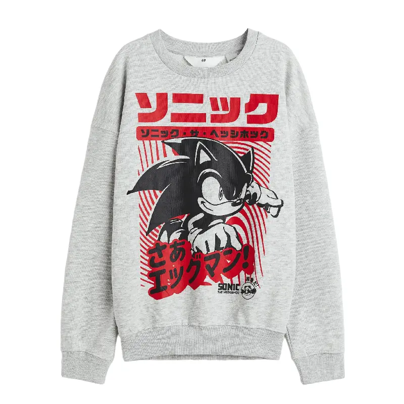 

Толстовка H&M Print Sonic the Hedgehog, светло-серый